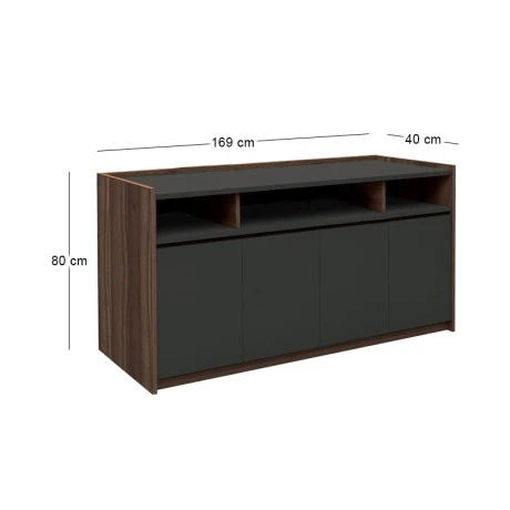 Ντουλάπι γραφείου Advance χρώμα σκούρο καρυδί - sky grey 169x40x80εκ.