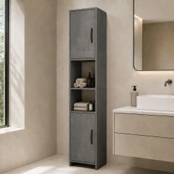 Vero Megapap melamine kitchen / bathroom cabinet in concrete grey color 35x29.6x180cm. Vero Megapap melamine kitchen / bathroom cabinet in concrete grey color 35x29.6x180cm.