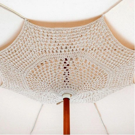 BOHO COTTON UMBRELLA WITH HANDWAVE FRINGES D180 X 245H