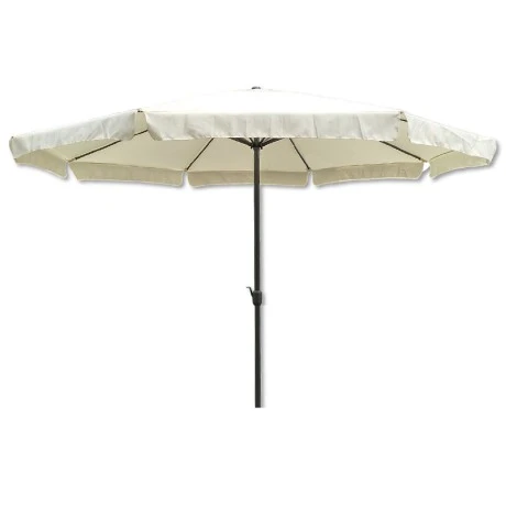 Garden umbrella with black metallic frame wtih recoil and crank and cloth in beige color Ø2,7m.
