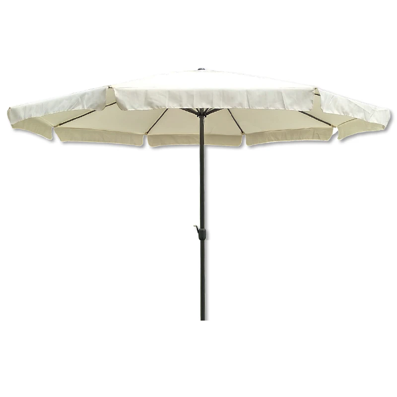 Garden umbrella with black metallic frame wtih recoil and crank and cloth in beige color Ø2,7m.