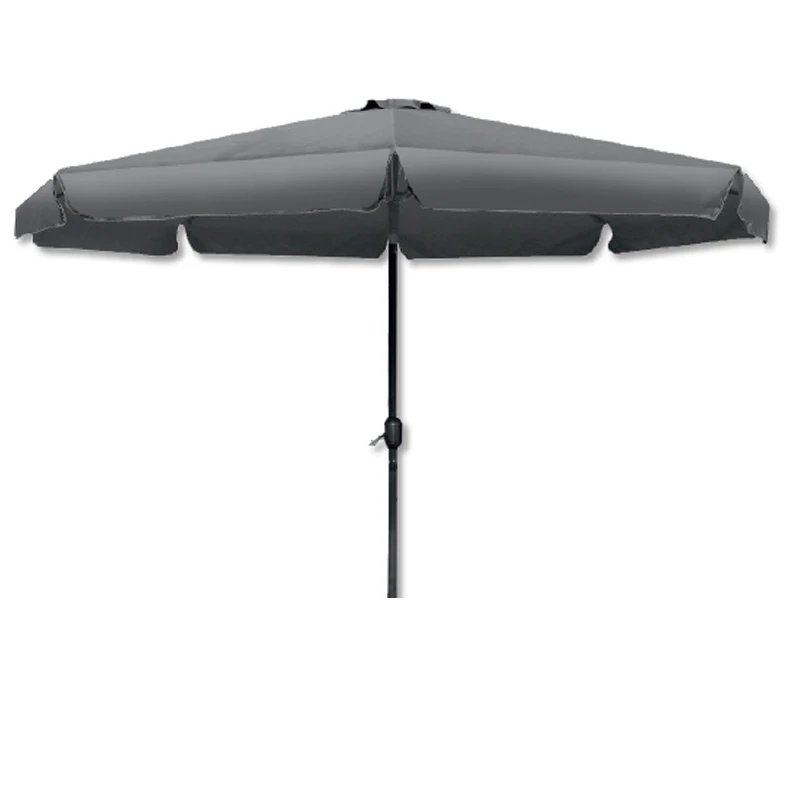 Metal garden umbrella with crank and split mechanism in grey Ø2.7m
