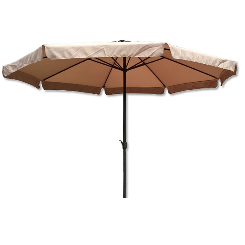 Metal garden umbrella with crank and split mechanism in sand color Ø2.7m