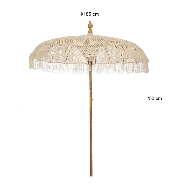 PARASOL MACRAME WHITE D185CM BALI