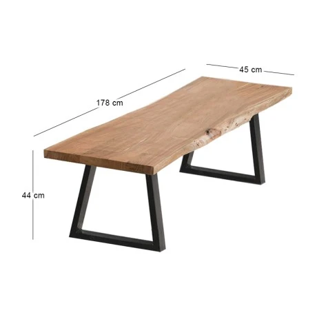 Παγκάκι Lizard ξύλο ακακίας χρώμα φυσικό 178x45x44εκ.
