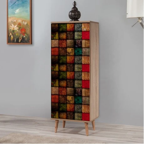 Soho Megapap melamine shoe cabinet in sonoma color 50x38x135cm.