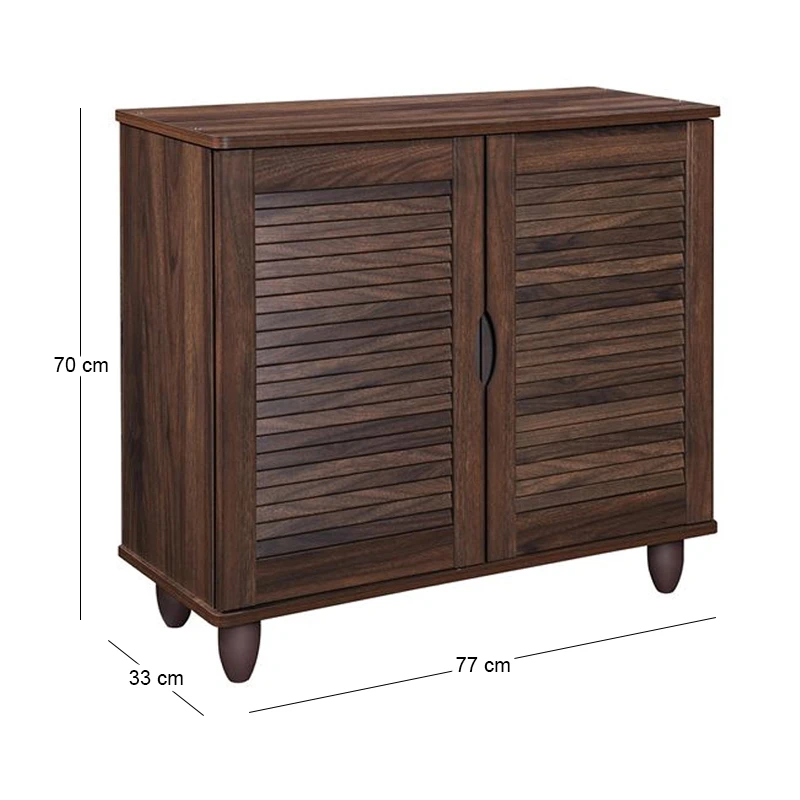 SHOE CABINET 2 Doors 77x33x70cm Walnut