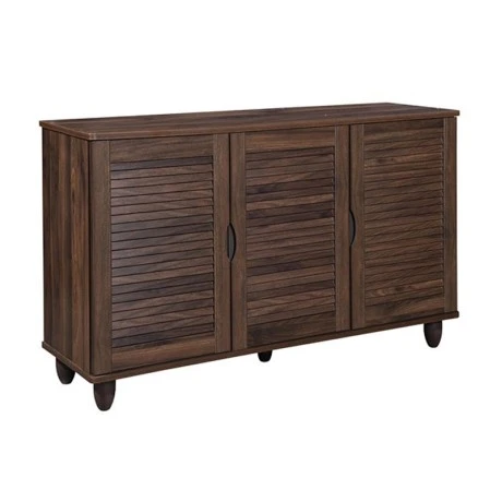 SHOE CABINET 3 Doors 110x33x77cm Walnut