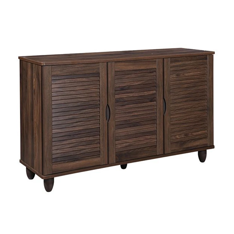 SHOE CABINET 3 Doors 110x33x77cm Walnut