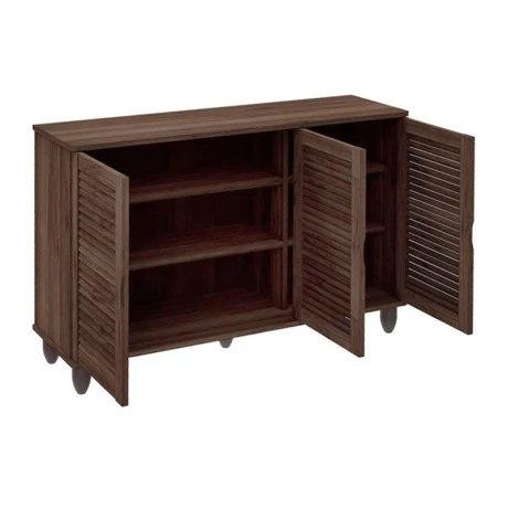 SHOE CABINET 3 Doors 110x33x77cm Walnut