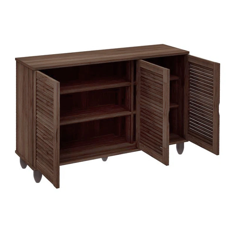 SHOE CABINET 3 Doors 110x33x77cm Walnut