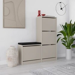 Dude Megapap melamine bench - shoe rack in sandstone color 104,8x26x118,5cm. Dude Megapap melamine bench - shoe rack in sandstone color 104,8x26x118,5cm.