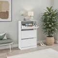 Παπουτσοθήκη μελαμίνης Flat Duo Megapap 18 ζεύγων σε χρώμα λευκό 73x26x119εκ.