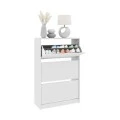 Παπουτσοθήκη μελαμίνης Flat Duo Megapap 18 ζεύγων σε χρώμα λευκό 73x26x119εκ.