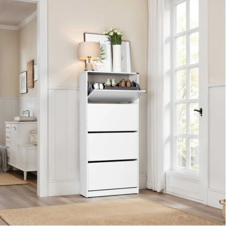 Παπουτσοθήκη Flat Duo Megapap 24 ζευγών χρώμα λευκό 73x26x157εκ.