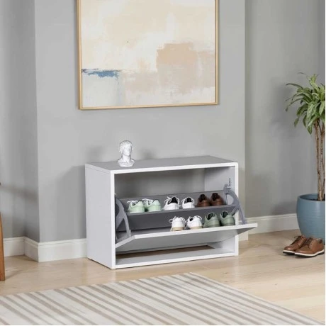 Step Megapap shoe rack of 6 pairs in white color 60x30x42cm..