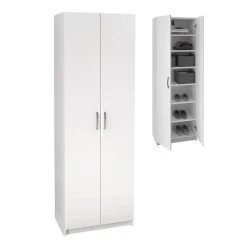 Παπουτσοθήκη Renso Megapap δίφυλλη χρώμα λευκό 59,8x37,8x178,5εκ.