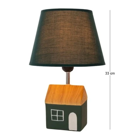 PETROL TABLE LAMP IN A HOUSE SHAPE BASE 33CM