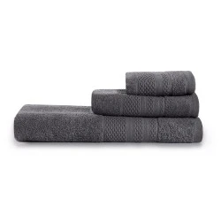 Πετσέτες μπάνιου Piramit Capa Home σετ 3 τμχ 450gr/m² χρώμα ανθρακί Πετσέτες μπάνιου Piramit Capa Home σετ 3 τμχ 450gr/m² χρώμα ανθρακί