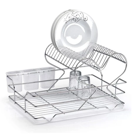 Double metal chrome plate holder in silver color 32x22x25cm.