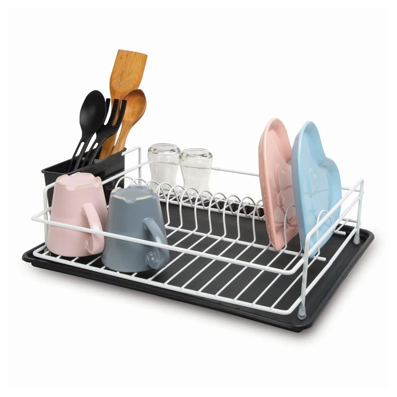 Perilla metalic dish rack in white color 46x33x12cm.