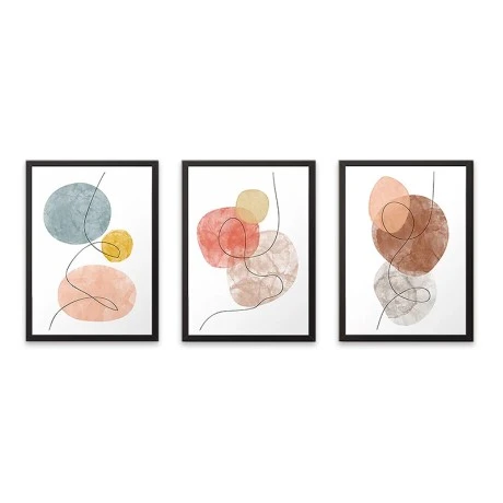 Πίνακας "Circles" Megapap 3 τμχ. σε πλαίσιο 35x45x2εκ.