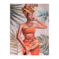 OIL PAINTING ON TOP OF PRINTED CANVAS OF AFRICAN WOMAN 90Χ3Χ120CM