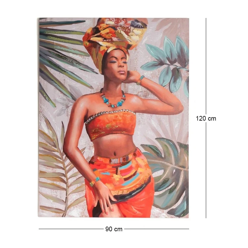 OIL PAINTING ON TOP OF PRINTED CANVAS OF AFRICAN WOMAN 90Χ3Χ120CM