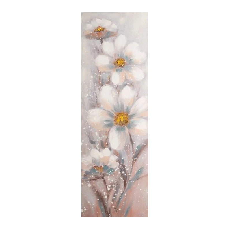 OIL PAINTING ON TOP OF PRINTED CANVAS OF WHITE FLOWERS 40X3Χ120CM
