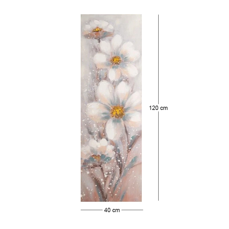 OIL PAINTING ON TOP OF PRINTED CANVAS OF WHITE FLOWERS 40X3Χ120CM
