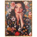 HANDMADE PAINTING WITH WOMAN AND FLOWERS IN PS FRAME 90X120CM