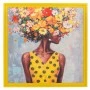 HANDMADE PAINTING WITH WOMAN AND FLOWERS IN PS FRAME 80Χ80CM