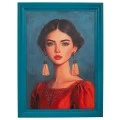 HANDMADE PAINTING WITH WOMAN IN PS FRAME 70X100CM