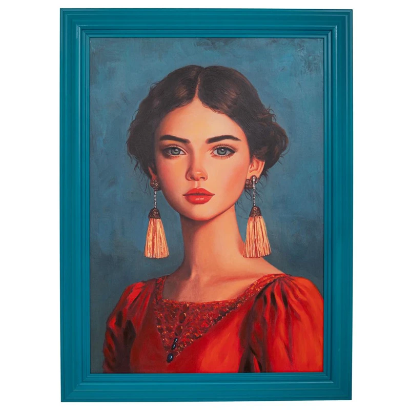 HANDMADE PAINTING WITH WOMAN IN PS FRAME 70X100CM