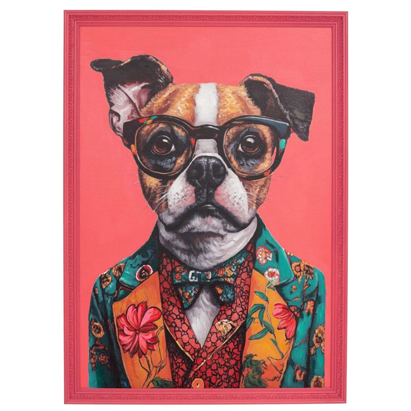 HANDMADE PAINTING DOG IN PS FRAME 70X100CM