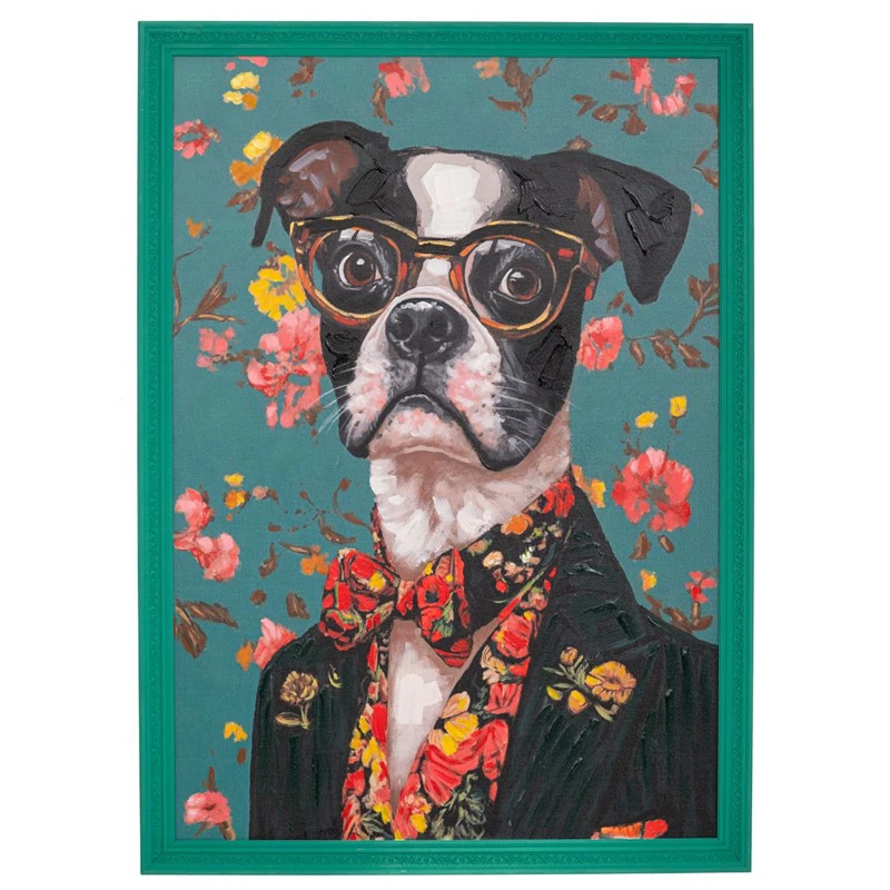 HANDMADE PAINTING DOG IN PS FRAME 70X100CM