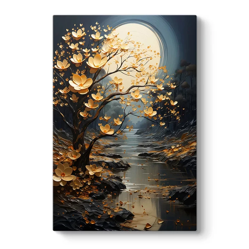 "Dance of Flowers in Moonlight"Megapap painting on canvas digital printing 60x90x3cm.