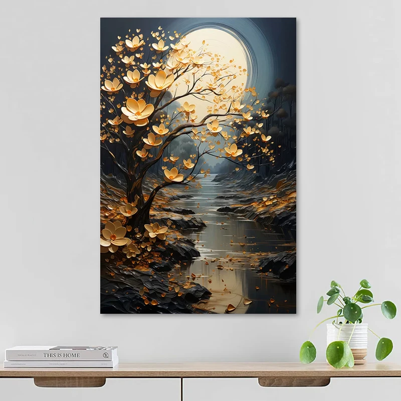 "Dance of Flowers in Moonlight"Megapap painting on canvas digital printing 60x90x3cm.
