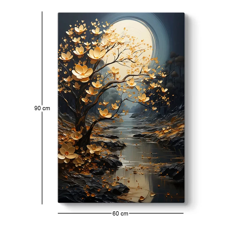 "Dance of Flowers in Moonlight"Megapap painting on canvas digital printing 60x90x3cm.