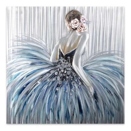 Πίνακας σε καμβά "Girl In Pearl Dress" Megapap ψηφιακής εκτύπωσης 90x90x3εκ.