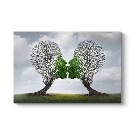 "Trees Growing With Love" Megapap painting on canvas digital printing 100x70x3cm.
