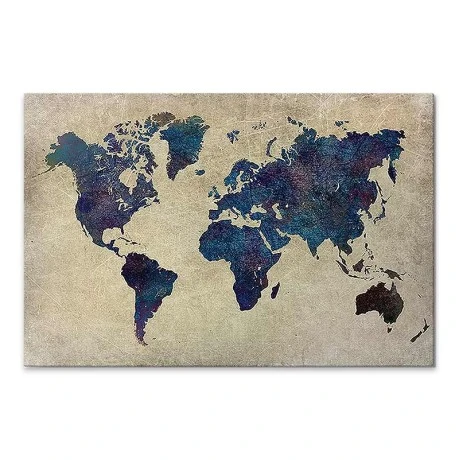 Πίνακας σε καμβά "World Map" Megapap ψηφιακής εκτύπωσης 75x50x3εκ.