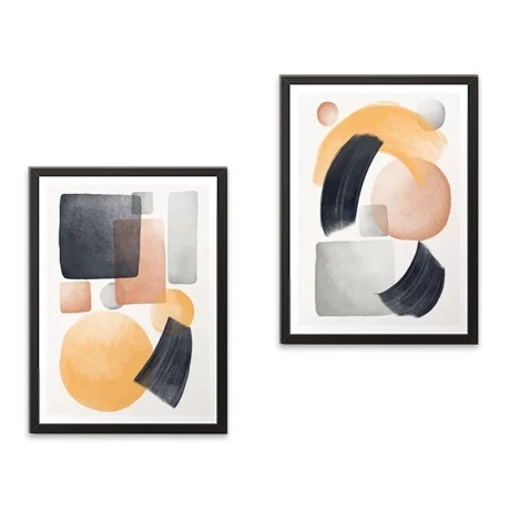 "Shapes" Megapap painting of two pieces in frame 35x45x2cm.