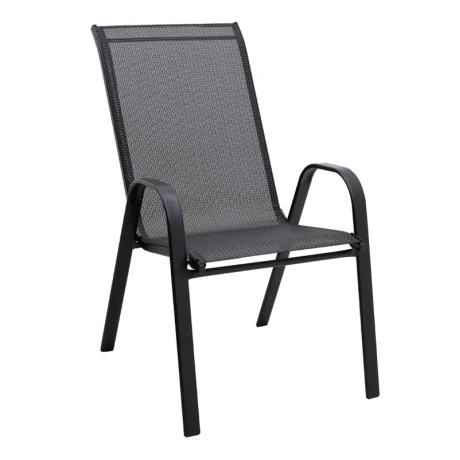 Metal garden armchair with textline upholstery color black brown 55x75x96cm.