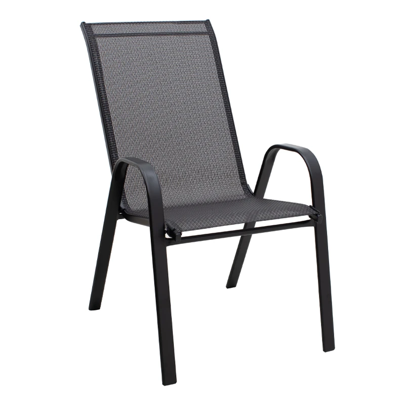 Metal garden armchair with textline upholstery color black brown 56x68x93cm.