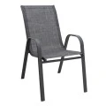 Metal garden armchair with textline color grey metal - black grey textline 53x75x88cm.