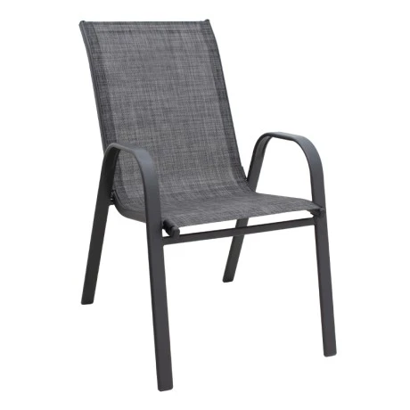 Metal garden armchair with textline color grey metal - black grey textline 53x75x88cm.