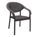 Polypropylene armchair with rattan in brown color 63x63x81,5cm.