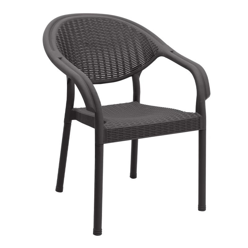 Polypropylene armchair with rattan in brown color 63x63x81,5cm.