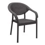 Polypropylene armchair with rattan in brown color 63x63x81,5cm.